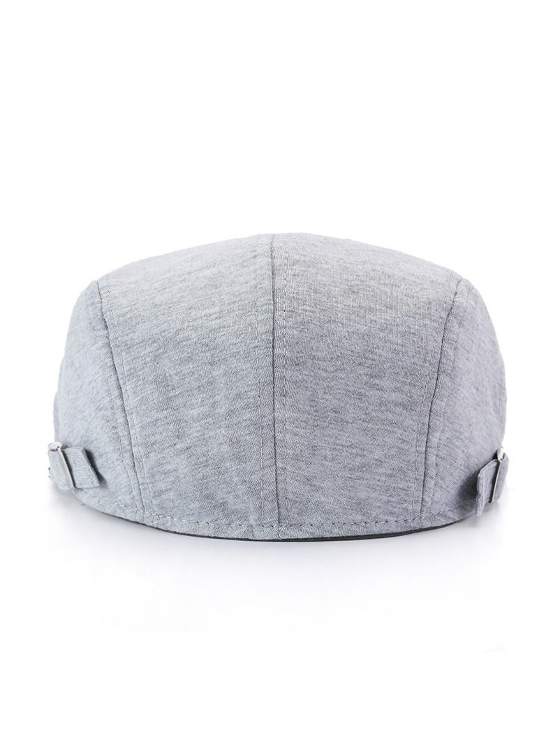 Men's English Retro Beret Literary Solid Color Hat Adjustable Light Grey