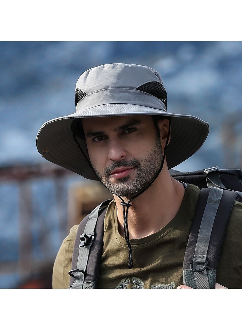 Men Summer Outdoor Casual Sunscreen Hat light grey