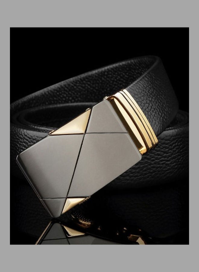 Auto-buckle Leather Belt Black