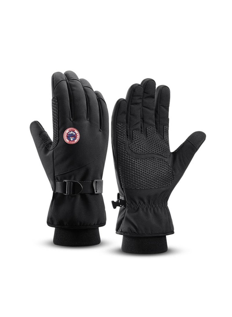 Men's Outdoor Windproof And Waterproof Sports Riding Plush Gloves In Winter