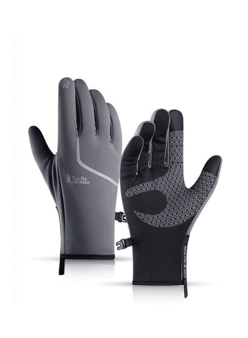 Men's Outdoor Windproof And Waterproof Sports Riding Plush Gloves In Winter