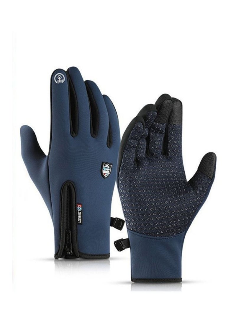 Men's Outdoor Windproof And Waterproof Sports Riding Plush Gloves In Winter