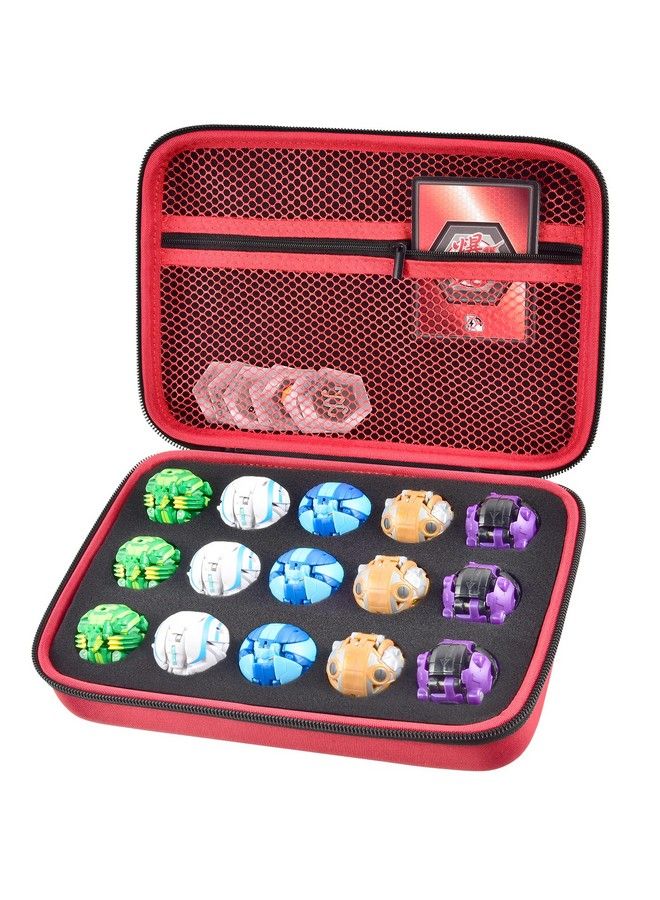 Toy Organizer Storage Case Compatible With Bakugan Figures Bakucores And Armored Alliance Geogan Rising Battle Action Figure (Red+Inside Black Foam)