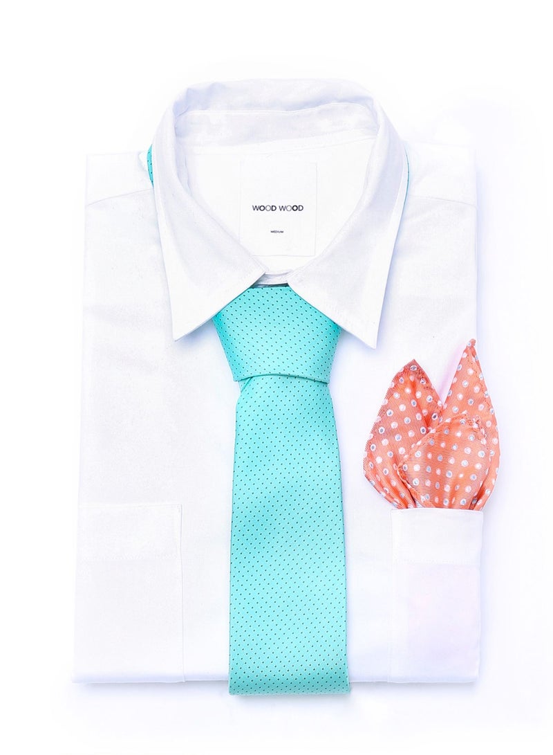 Polka Dot Printed Neck Tie Turquoise