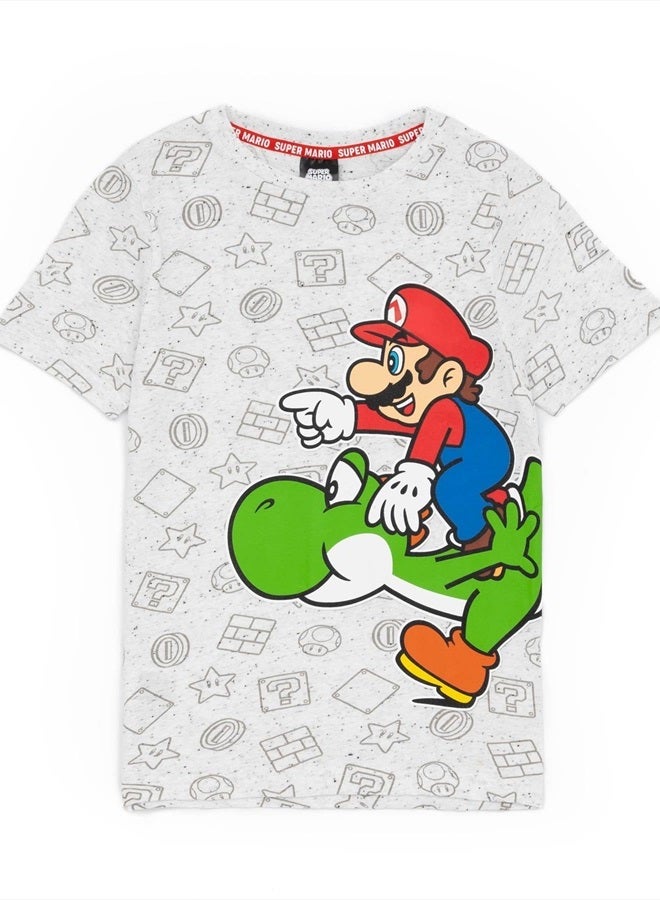 Nintendo and Yoshi Boy's Kids Grey Character T-Shirt Top 11-12 Years