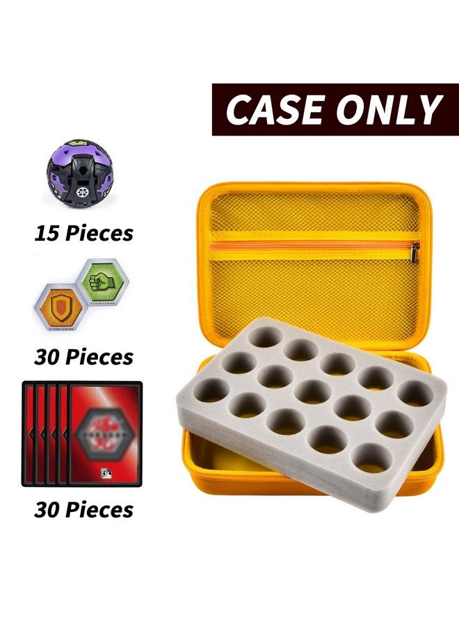 Toy Organizer Storage Case Compatible With Bakugan Figures Bakucores And Armored Alliance Geogan Rising Battle Action Figure (Yellow+Inside Grey Foam)