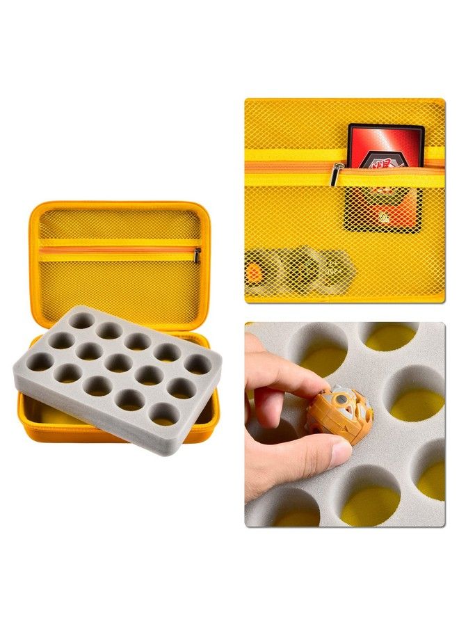 Toy Organizer Storage Case Compatible With Bakugan Figures Bakucores And Armored Alliance Geogan Rising Battle Action Figure (Yellow+Inside Grey Foam)