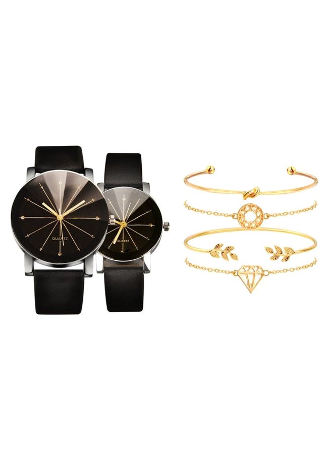 6-Piece Classic Design Analog Watch And Bracelet Set 267