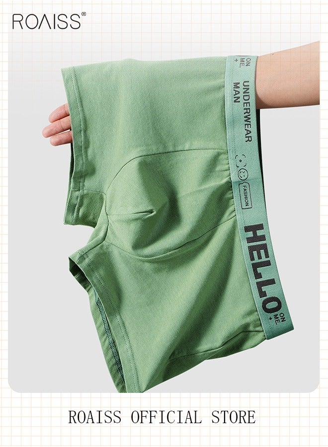 Men's Boxers 4 Pack Set Trend Men's Teenage Boys Underwear Short Briefs High Elastic Classic Underwear