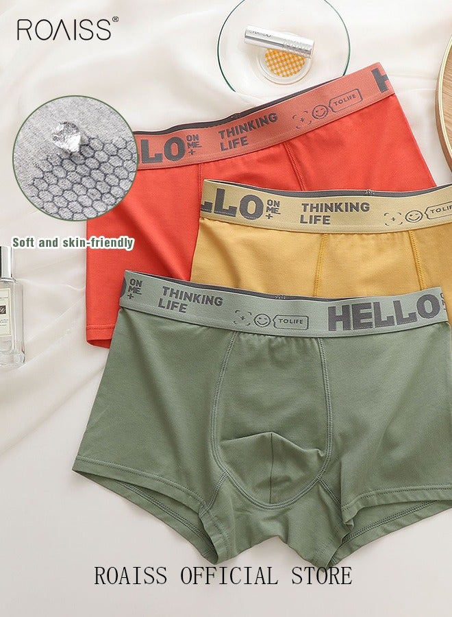 Men's Boxers 4 Pack Set Trend Men's Teenage Boys Underwear Short Briefs High Elastic Classic Underwear
