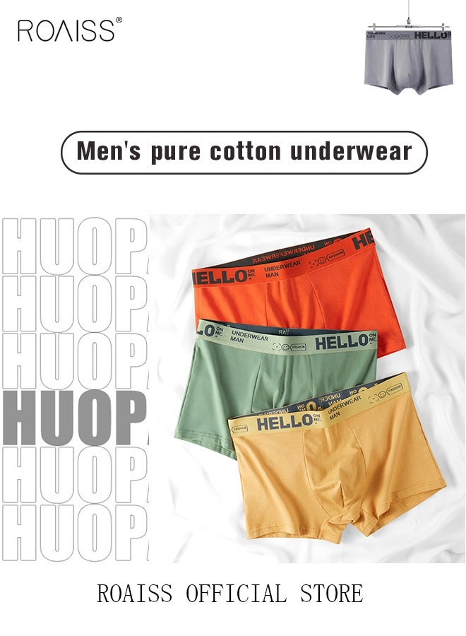 Men's Boxers 4 Pack Set Trend Men's Teenage Boys Underwear Short Briefs High Elastic Classic Underwear