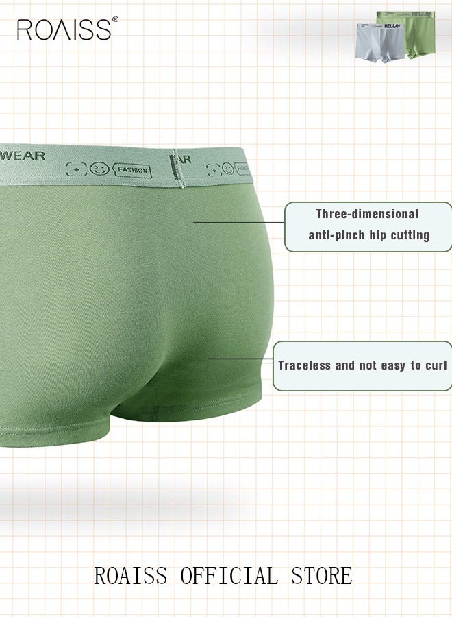 Men's Boxers 4 Pack Set Trend Men's Teenage Boys Underwear Short Briefs High Elastic Classic Underwear