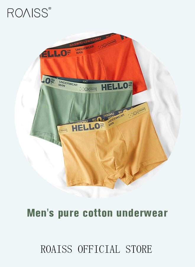 Men's Boxers 4 Pack Set Trend Men's Teenage Boys Underwear Short Briefs High Elastic Classic Underwear