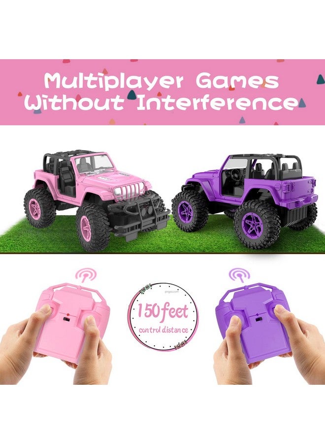 Rc Cars 116 Scale Pink Remote Control Car 80 Min Playtime 2.4Ghz Off Road Rc Trucks Jeep Cars For Toddlers Toys Gift 3+ Year Old Girls