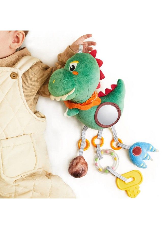 Baby Toys For 3 6 9 12 Months 18 Inch Dinosaur Hanging Rattle Toys Crinkle Squeaky Sensory Toys With Mirror Bell Car Seat Stroller Mobile Toys For Boys Girls Newborn Infant Toddler