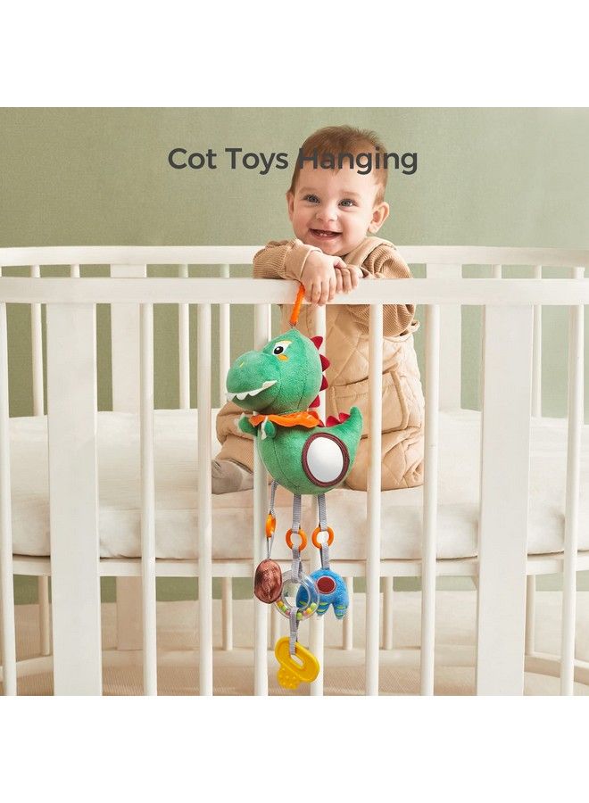 Baby Toys For 3 6 9 12 Months 18 Inch Dinosaur Hanging Rattle Toys Crinkle Squeaky Sensory Toys With Mirror Bell Car Seat Stroller Mobile Toys For Boys Girls Newborn Infant Toddler