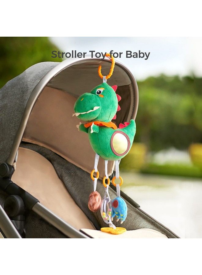 Baby Toys For 3 6 9 12 Months 18 Inch Dinosaur Hanging Rattle Toys Crinkle Squeaky Sensory Toys With Mirror Bell Car Seat Stroller Mobile Toys For Boys Girls Newborn Infant Toddler