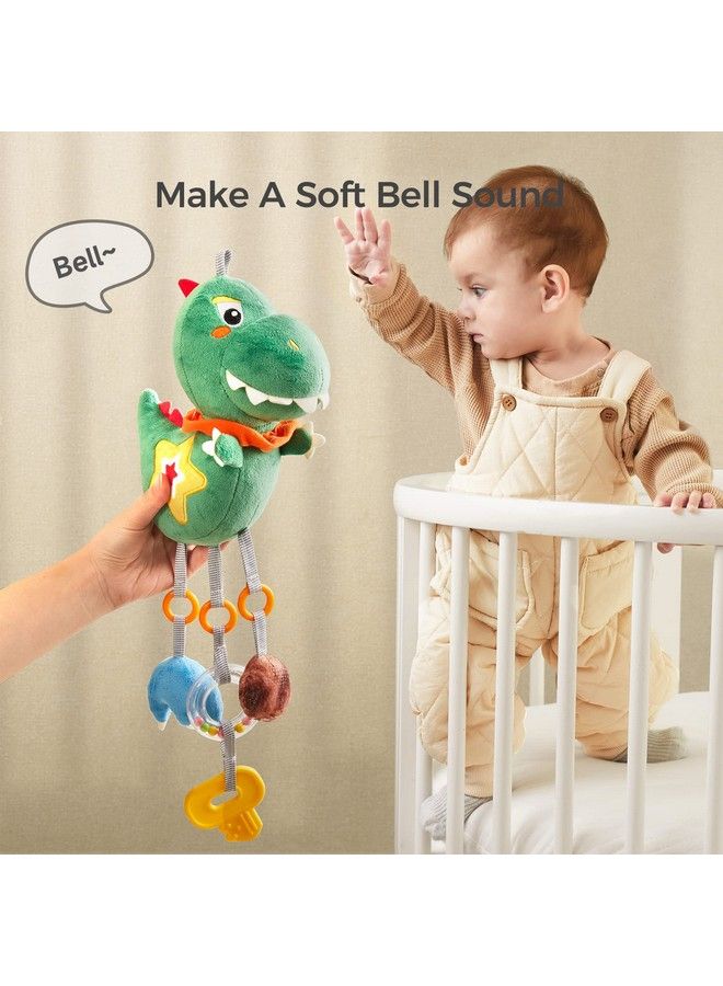 Baby Toys For 3 6 9 12 Months 18 Inch Dinosaur Hanging Rattle Toys Crinkle Squeaky Sensory Toys With Mirror Bell Car Seat Stroller Mobile Toys For Boys Girls Newborn Infant Toddler