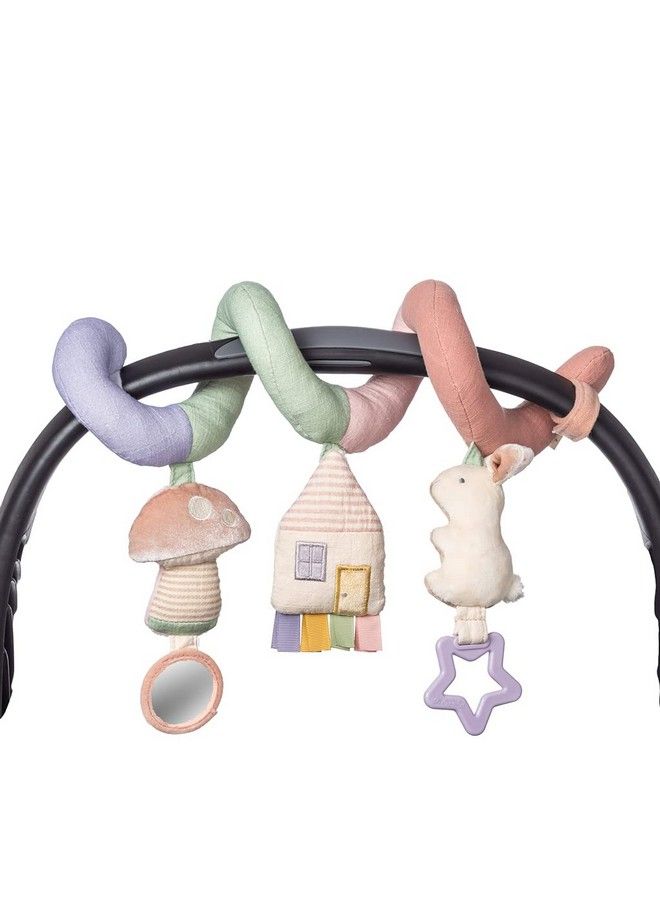 Spiral Car Seat & Stroller Activity Toy; Includes Dangling Ring Mirror And Textured Ribbons; Pastel Rainbow