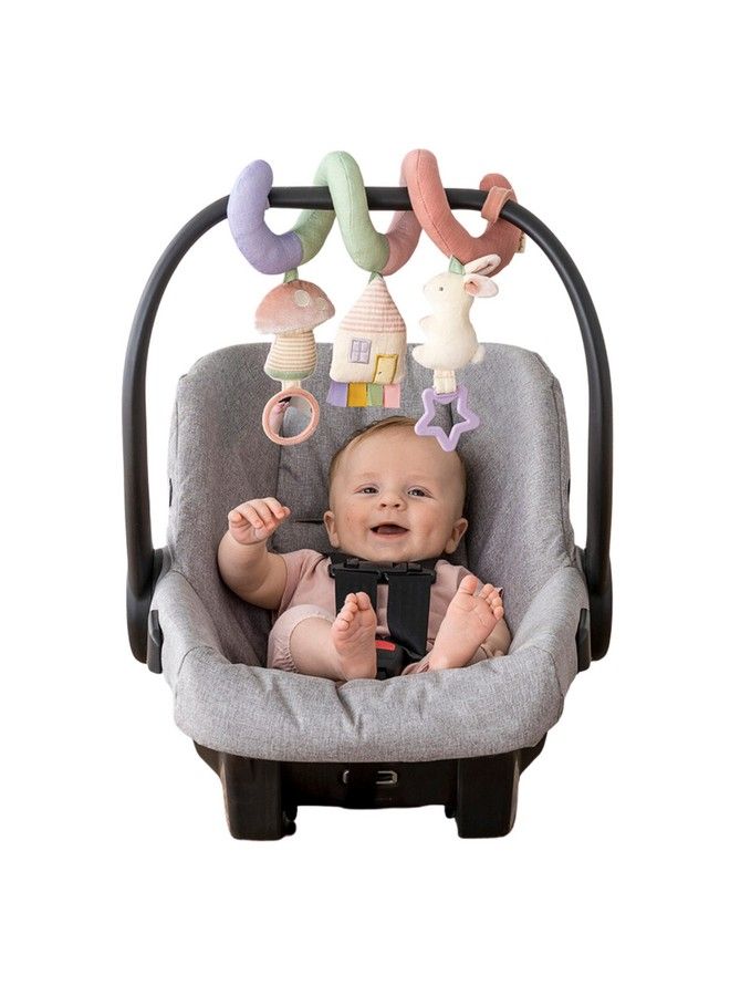 Spiral Car Seat & Stroller Activity Toy; Includes Dangling Ring Mirror And Textured Ribbons; Pastel Rainbow