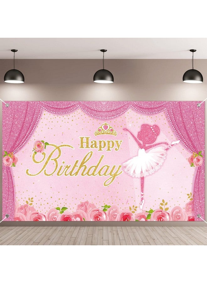 Ballerina Birthday Party Decorations Photography Backdrops Ballet Girls Backdrop Supplies Dance For Baby Shower Supplies Pink 60X32 Inches