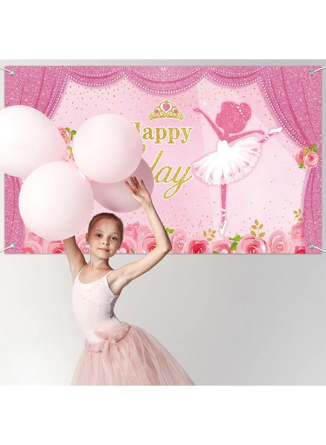 Ballerina Birthday Party Decorations Photography Backdrops Ballet Girls Backdrop Supplies Dance For Baby Shower Supplies Pink 60X32 Inches