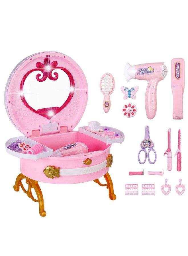 Portable Princess Vanity With Magic Mirror Kids Makeup Vanity & Styling Tools Lights And Sounds Girls Toys Gifts For 312 Year Old Kids Toddler Birthday Gift