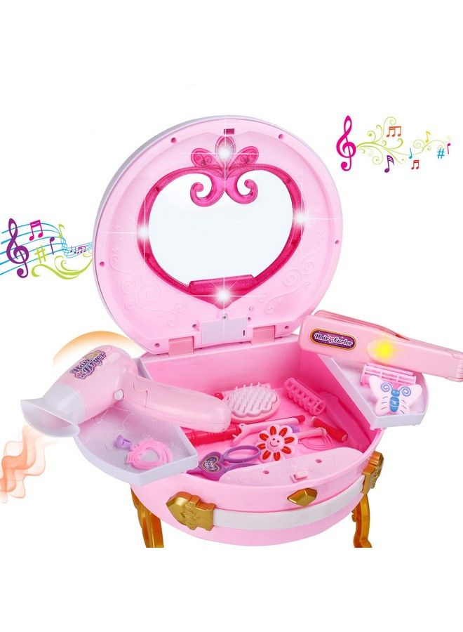 Portable Princess Vanity With Magic Mirror Kids Makeup Vanity & Styling Tools Lights And Sounds Girls Toys Gifts For 312 Year Old Kids Toddler Birthday Gift