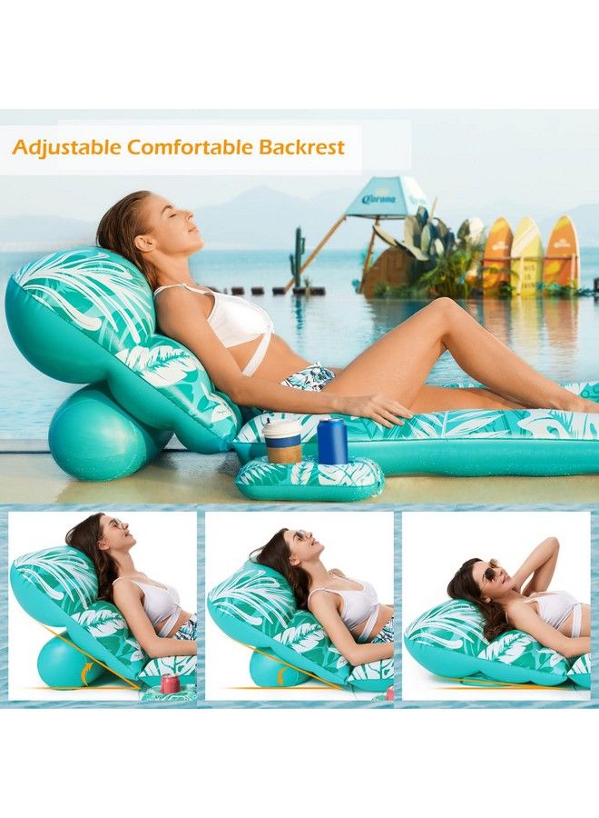 Inflatable Pool Float Adult Pool Floaties Lounger Floats Rafts Floating Chair W Adjustable Backrest Cup Holders Water Floaty Pool Lake Lounge Tanning Float Beach Party Toys Adults Kids