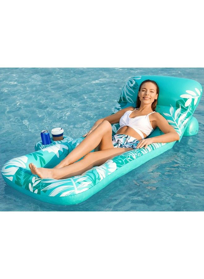 Inflatable Pool Float Adult Pool Floaties Lounger Floats Rafts Floating Chair W Adjustable Backrest Cup Holders Water Floaty Pool Lake Lounge Tanning Float Beach Party Toys Adults Kids
