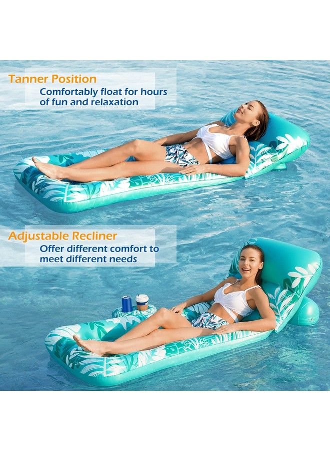 Inflatable Pool Float Adult Pool Floaties Lounger Floats Rafts Floating Chair W Adjustable Backrest Cup Holders Water Floaty Pool Lake Lounge Tanning Float Beach Party Toys Adults Kids