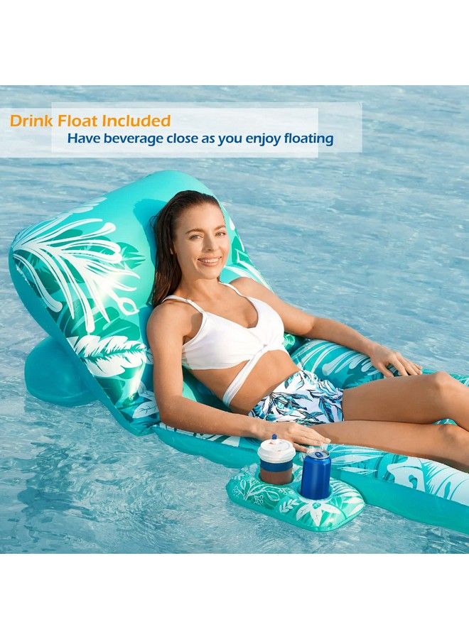 Inflatable Pool Float Adult Pool Floaties Lounger Floats Rafts Floating Chair W Adjustable Backrest Cup Holders Water Floaty Pool Lake Lounge Tanning Float Beach Party Toys Adults Kids