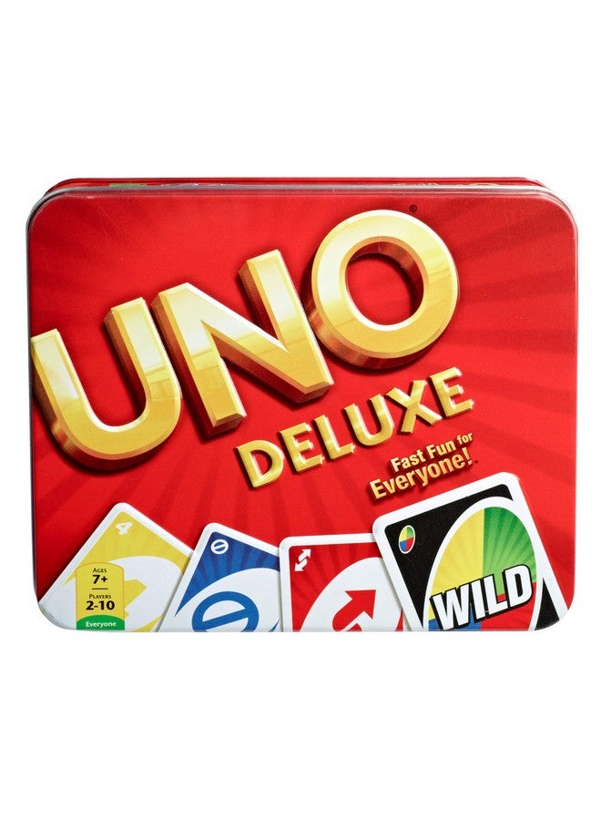 Uno Deluxe Card Game For With 112 Card Deck Scoring Pad And Pencil Kid Teen & Adult Game Night For 2 To 10 Players Makes A Great Gift For 7 Year Olds And Up