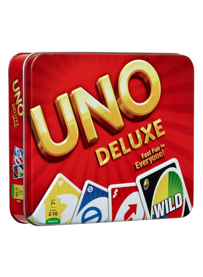 Uno Deluxe Card Game For With 112 Card Deck Scoring Pad And Pencil Kid Teen & Adult Game Night For 2 To 10 Players Makes A Great Gift For 7 Year Olds And Up