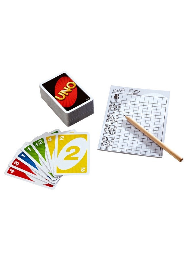 Uno Deluxe Card Game For With 112 Card Deck Scoring Pad And Pencil Kid Teen & Adult Game Night For 2 To 10 Players Makes A Great Gift For 7 Year Olds And Up