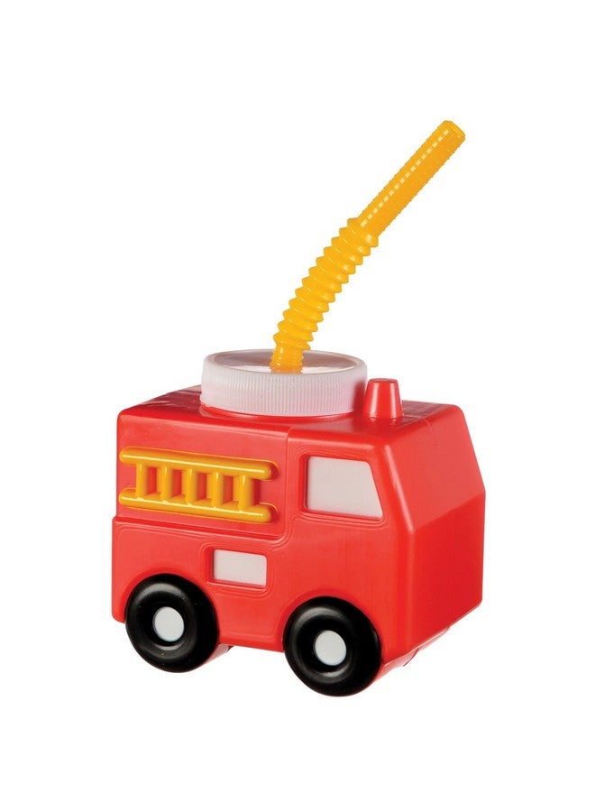 Fire Truck Straw Cup ; 17.5 Fluid Ounce ; Multicolor ; 1 Pc