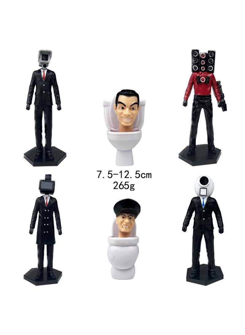 6 Pcs Skibidi Toilet Man Monitor Man Toy Set Ideas Toys Battle Horror Game Model Ideas Toys Gifts For Adult And Kids