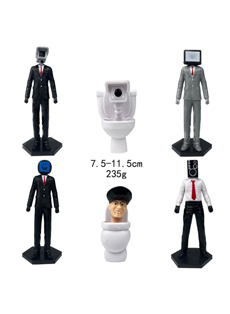 6 Pcs Skibidi Toilet Man Monitor Man Toy Set Ideas Toys Battle Horror Game Model Ideas Toys Gifts for Adult & Kids