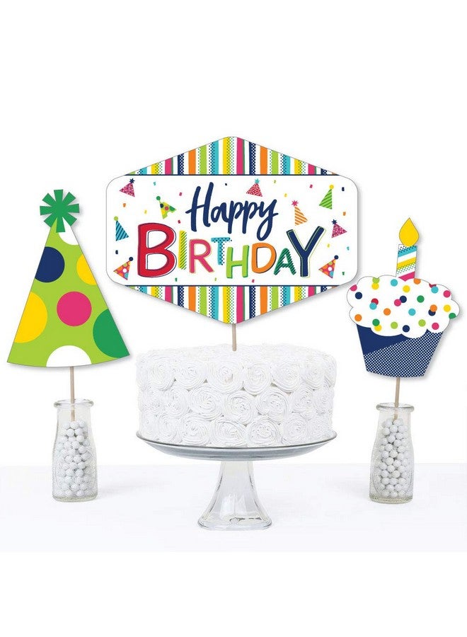 Cheerful Happy Birthday Colorful Birthday Party Centerpiece Sticks Table Toppers Set Of 15