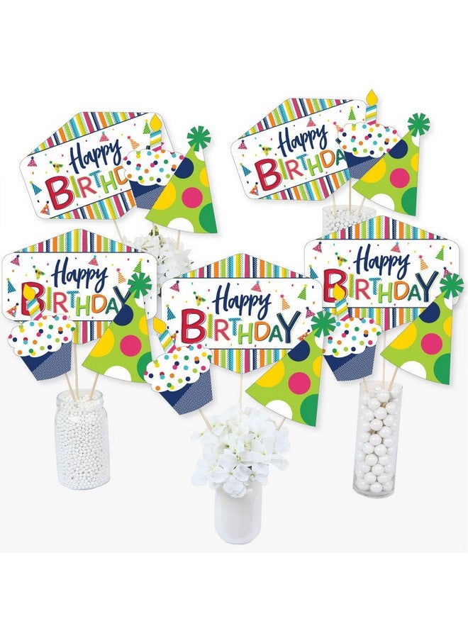 Cheerful Happy Birthday Colorful Birthday Party Centerpiece Sticks Table Toppers Set Of 15