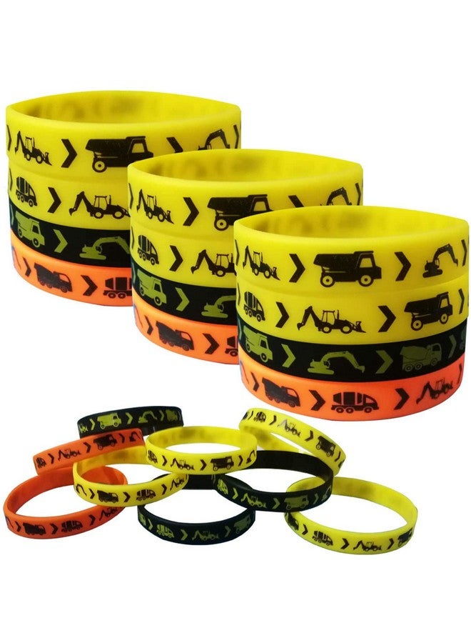 24Pcs Construction Zone Party Favors Rubber Bracelets Construction Birthday Party Supplies Car Decorations Goodie Bag Stuffers Slicone Wristbands