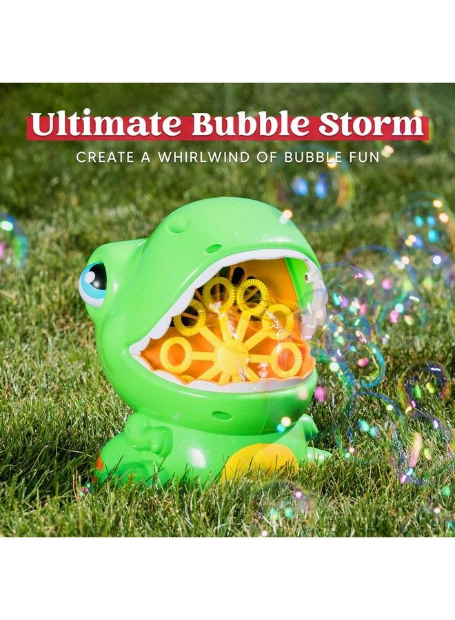 Dinosaur Bubble Machine 5000+ Bubbles Per Minute Bubble Blower With 2 Bubble Solutions For Kids Summer Outdoor Indoor Toy Dinosaur Party Favor Kids Birthday Gift (Green)