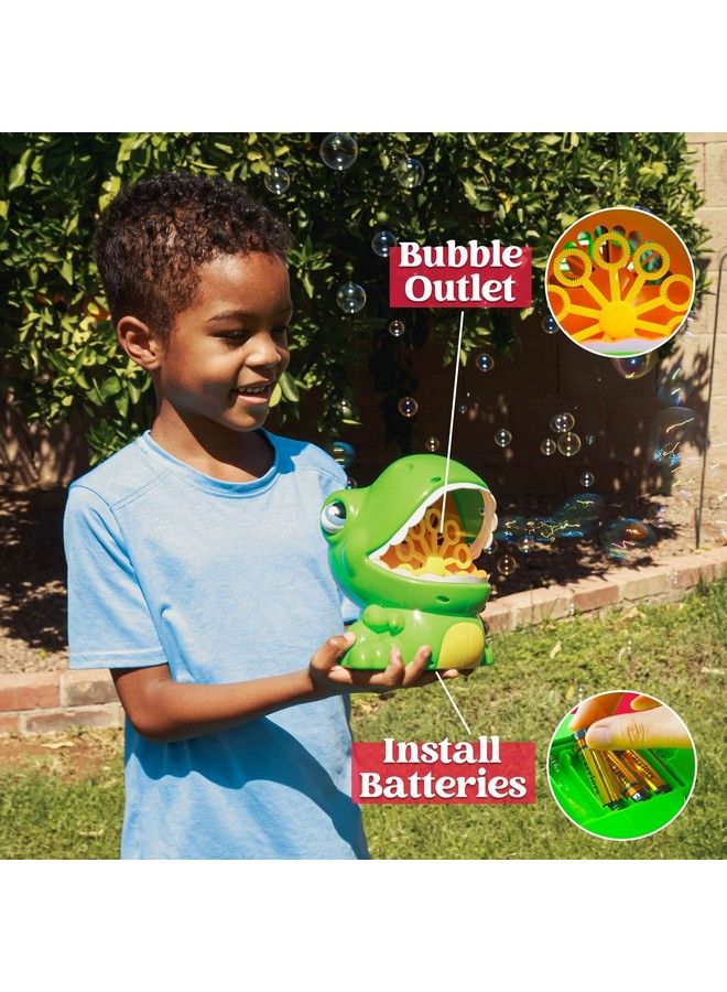 Dinosaur Bubble Machine 5000+ Bubbles Per Minute Bubble Blower With 2 Bubble Solutions For Kids Summer Outdoor Indoor Toy Dinosaur Party Favor Kids Birthday Gift (Green)