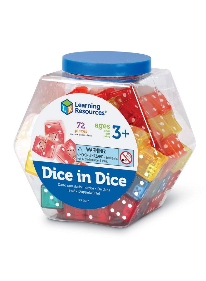 Dice In Dice Bucket Math Toy Manipulative Set Of 72 Ages 6+ Multicolor 3/4 W In