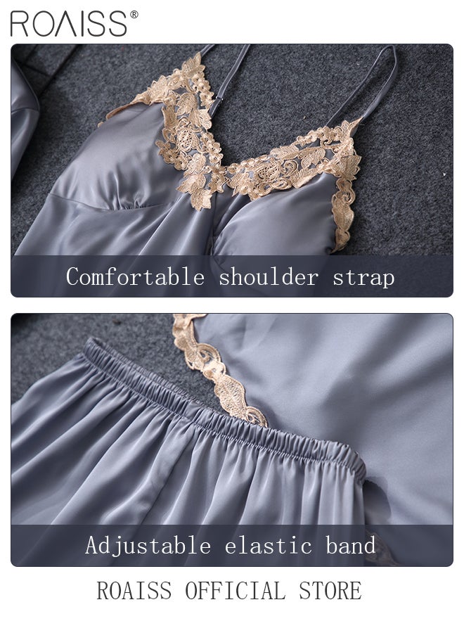 5-Pack Women's Pyjama Set Sling with Chest Pad Nightdress Sweet Sleepwear Home Wearing Clothes Suits Ladies Floral Printing Nightwear Lingerie Robe Underwear Shorts Summer Spring