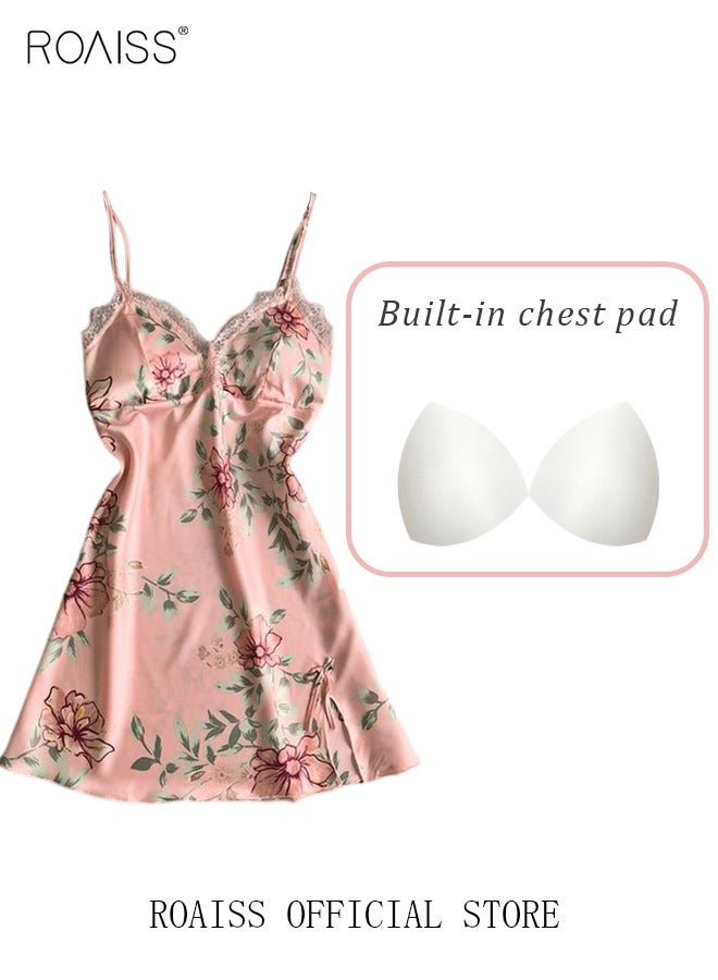 5-Pack Women's Sleepwear Set Sling Lace Nightdress Sweet Pajama Home Wearing Clothes Loungewear Suits Floral Printing Ladies Nightwear Lingerie Robe Underwear Shorts Summer Spring