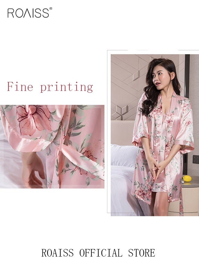 5-Pack Women's Sleepwear Set Sling Lace Nightdress Sweet Pajama Home Wearing Clothes Loungewear Suits Floral Printing Ladies Nightwear Lingerie Robe Underwear Shorts Summer Spring