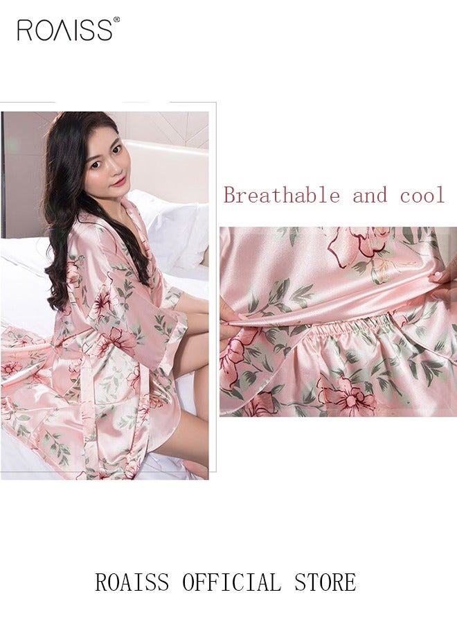 5-Pack Women's Sleepwear Set Sling Lace Nightdress Sweet Pajama Home Wearing Clothes Loungewear Suits Floral Printing Ladies Nightwear Lingerie Robe Underwear Shorts Summer Spring