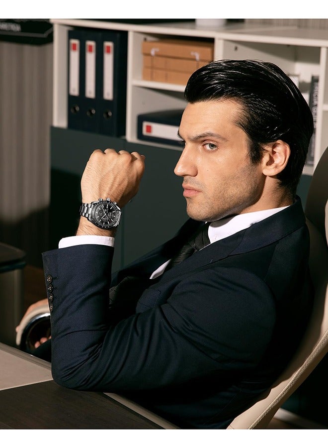 Watches for Men Analog Quartz Chronograph 30M Waterproof Luminous Big Face Men's Watches Business Work Sport Casual Fashion Designer Dress Men's Wrist Watches-Silver Black