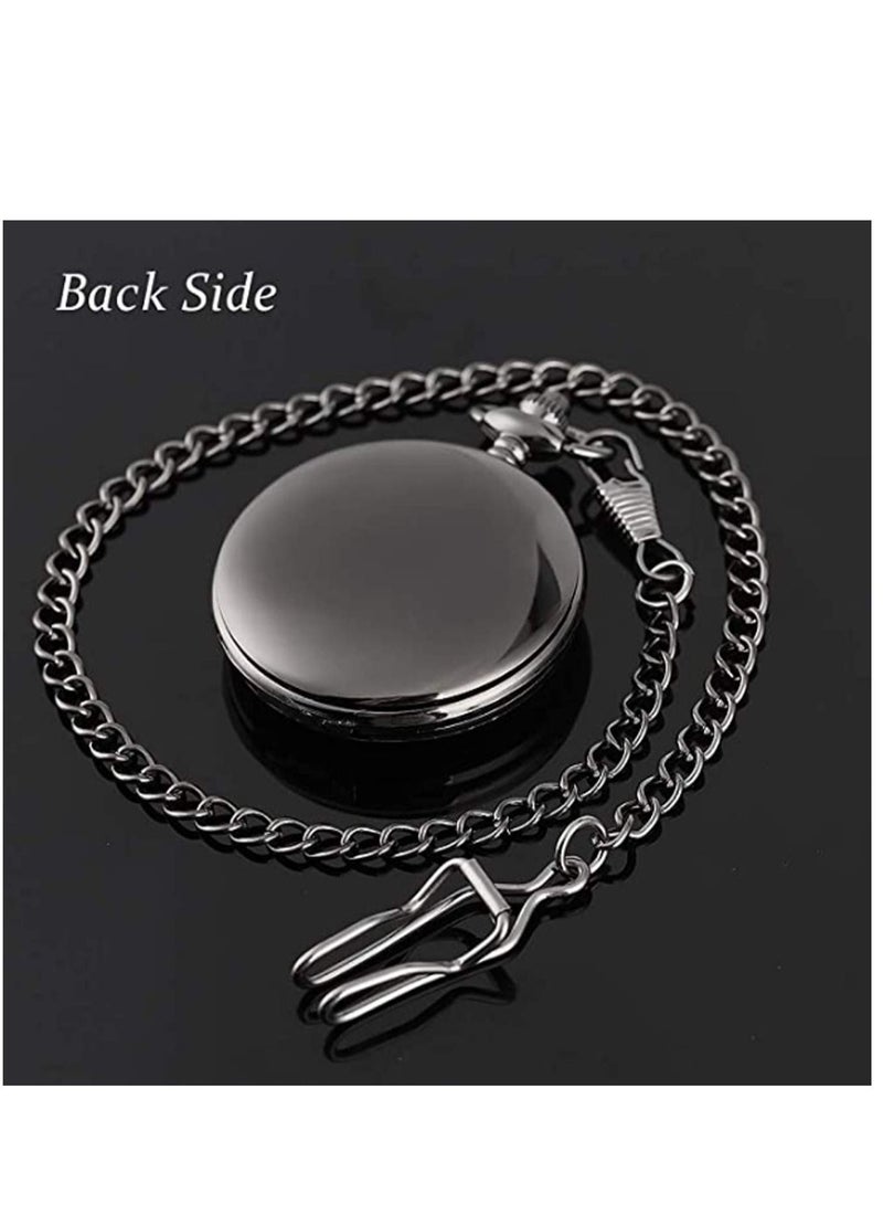 Pocket Watch, 1pc Pocket Watch, Best Wedding Gift Ideas, Birthday Father's Day Gift Watches, Black Watch Best Gift Carved Pendant Quartz Pocket Watch